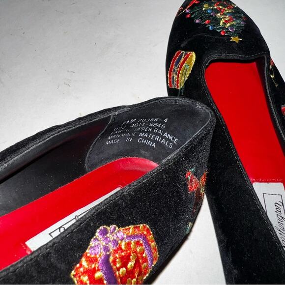 VINTAGE WORTHINGTON embroidered velvet Christmas flats 7 - Picture 6 of 8